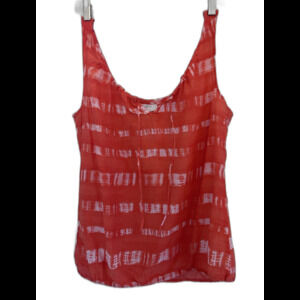 LOFT Silk Blend Sleeveless Blouse M Orange Tie Dye Cami Elastic Waist Boho Beach